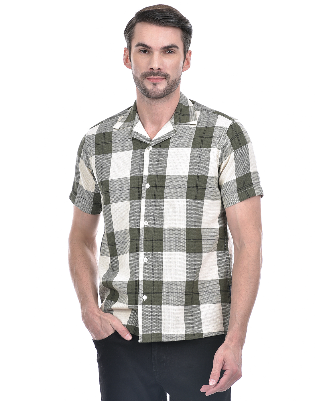 Numero Uno Men Checkered Green Shirt